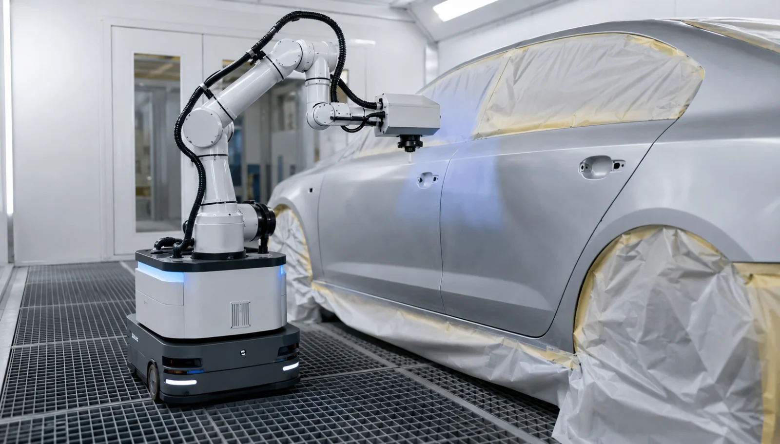 Робот PaintGo PG-90E сканирует кузов автомобиля